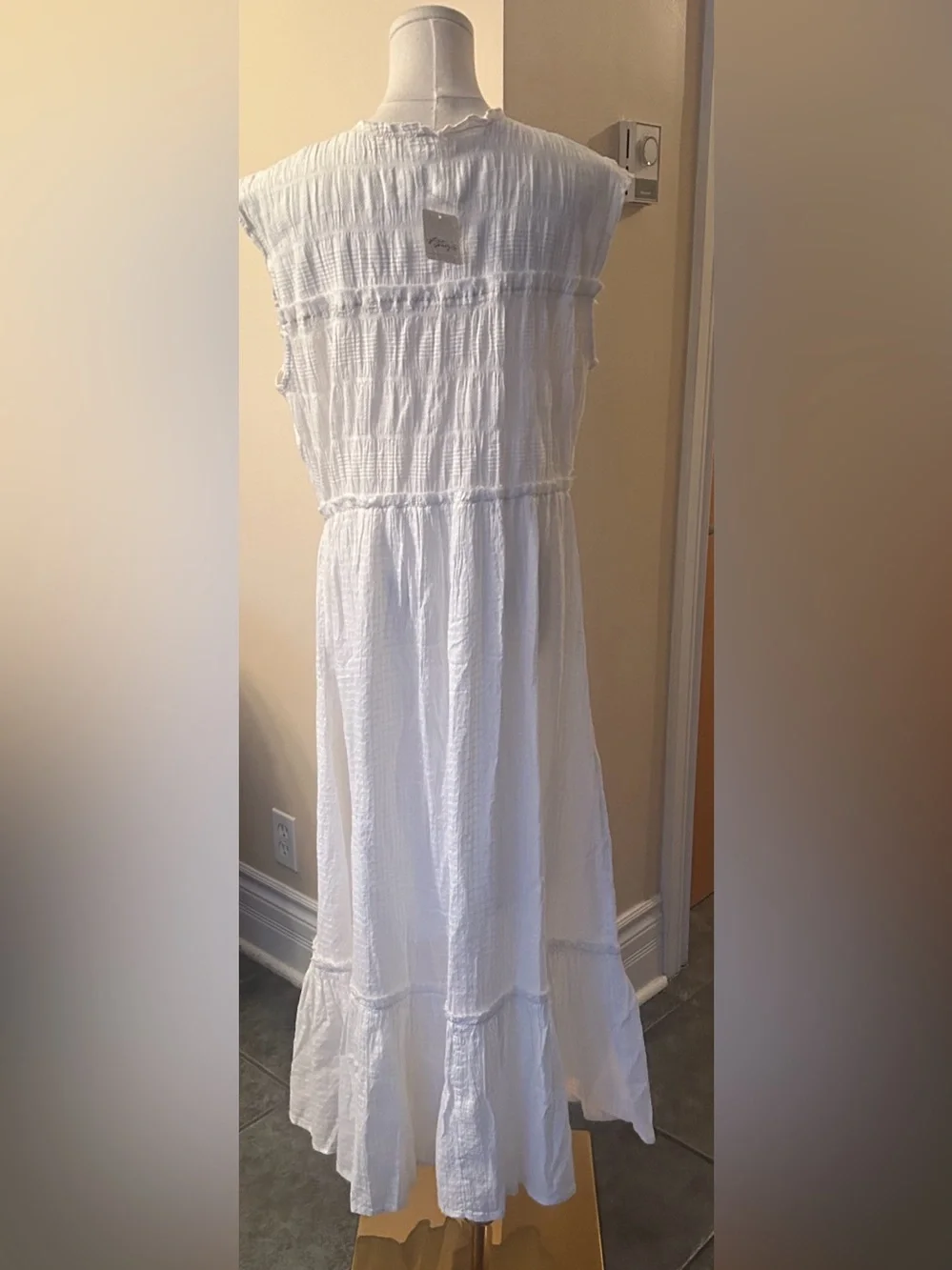 FREE PEOPLE Desert Dazed Dress /White Button-Front Maxi Dress size extra large - Picture 14 of 15